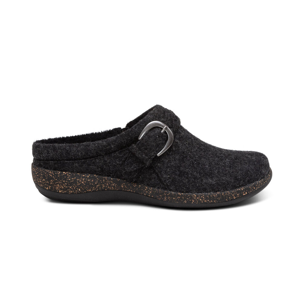 Aetrex Women's Libby Comfort Clogs - Black | USA 312QYDM